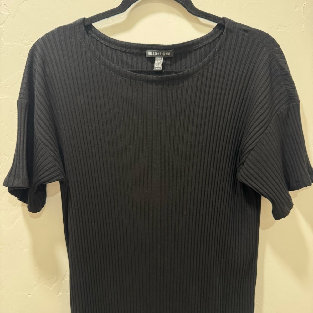 Eileen Fisher Ribbed Short Sleeve Tencel Stretch Bodycon Dress Women's Medium - Picture 4 of 12